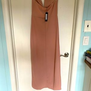 Brand new rust pink fitted maxi dress.